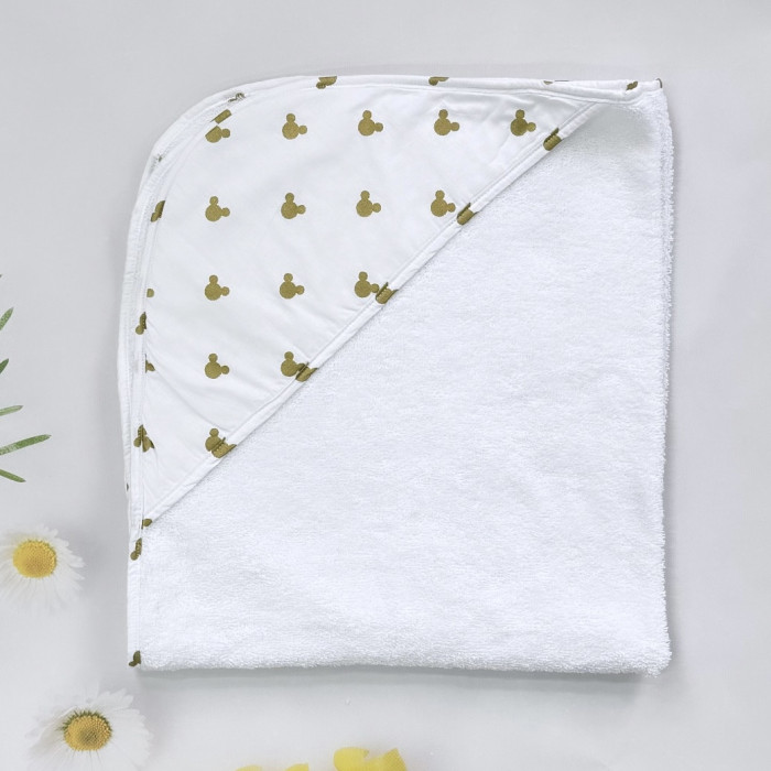 Дитячий рушник з кутиком махровий (100% котон) Міккі (гліттер) 90/80