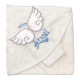 Дитячий рушник з кутиком махровий Ангел Молочний -Блакитний 85/75