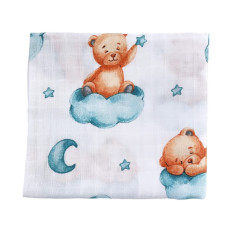 Муслінова пелюшка Ведмедик на хмаринці Бірюзовий 90/80