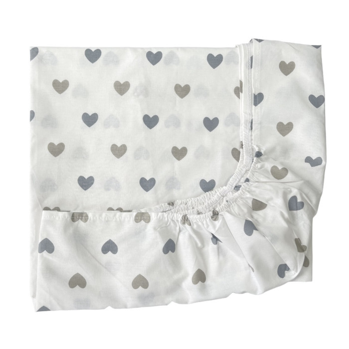 Простинка на гумці в ліжко Сердечка Сірий 120/60