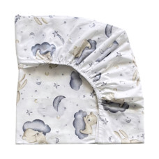 Простинка на гумці в ліжко Звірята на Сірій хмаринці 120/60