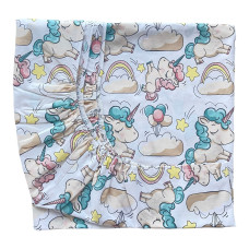 Простинка на гумці в ліжко Единоріжки Молочний 120/60