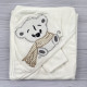 Дитячий рушник з кутиком махровий Ведмедик з шарфом Молочний 90/85