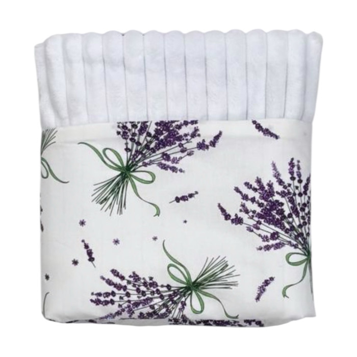 Плед плюш, без утеплення Лаванда / Білий плюш 100/80