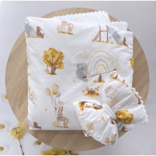 Плед зі з‘ємним утеплювачем та бантом-резинкою Зоопарк / Білий плюш 90/80