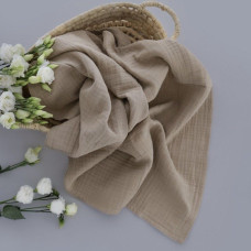 Мусліновий плед жатка Бежевий 4 шари 130/100