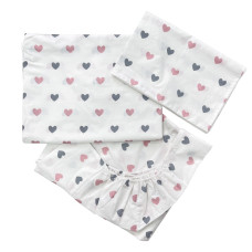 Комплект постільної білизни Сердечка Рожевий (підковдра 140*110, наволочка 40*60, простинка 120*60)