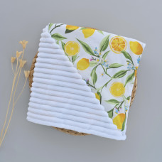 Плед плюш, без утеплення Лимони/ Білий плюш 100/80