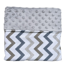 Плед плюш, без утеплення Зігзаг Сірий /Сірий плюш пупиришка 100/80