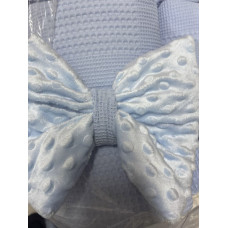 Плед зі з‘ємним утеплювачем та бантом-резинкою Вафелька Блакитний / Блакитний плюш пупиришка 90/80