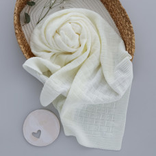 Вʼязаний плед Молочний шахматка 95/70