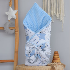 Плед зі з‘ємним утеплювачем та бантом-резинкою Коала Блакитний / Блакитний плюш 90/80