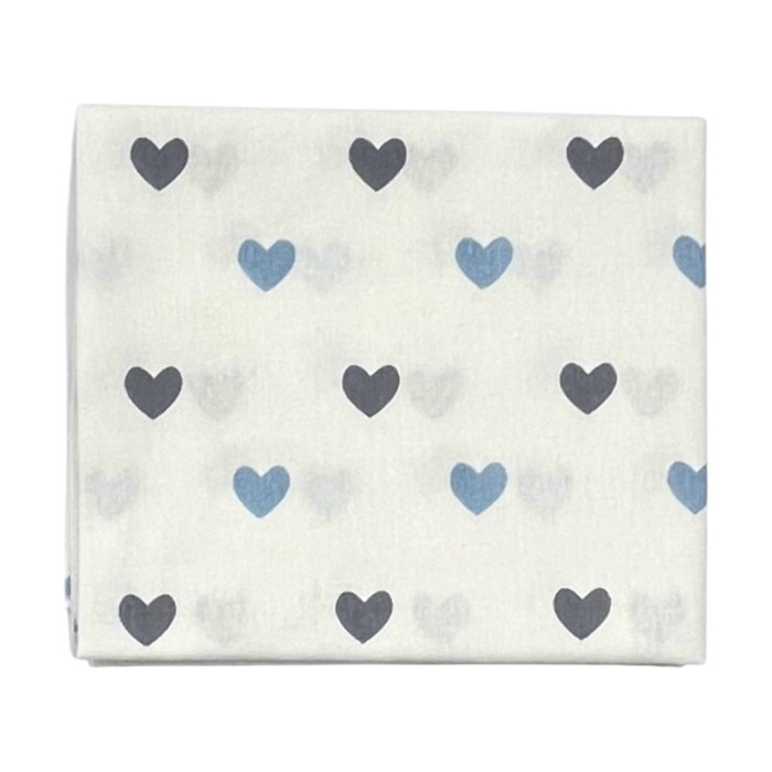 Пелюшка фланелева/байкова (Туреччина) Сердечка Блакитний- сірий 90/80