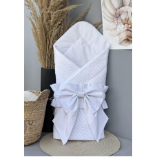 Плед- конверт 80/80 з бантом-гумкою та кокосовою вкладкою Білий / Весна