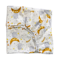 Простинка на гумці в ліжко Місяць Хмаринка Жовтий 120/60