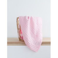 Мусліновий плед Рожевий жатка 6 шарів 100/100