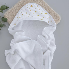 Дитячий рушник з кутиком махровий (100% котон) Сердечка Золотий (гліттер) 90/80