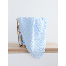 Мусліновий плед Блакитний жатка 6 шарів 100/100