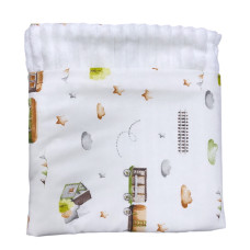 Плед плюш, без утеплення Паровоз Бежевий/ Білий плюш 100/80