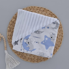 Плед плюш, без утеплення Коала Блакитний / Білий плюш 100/80