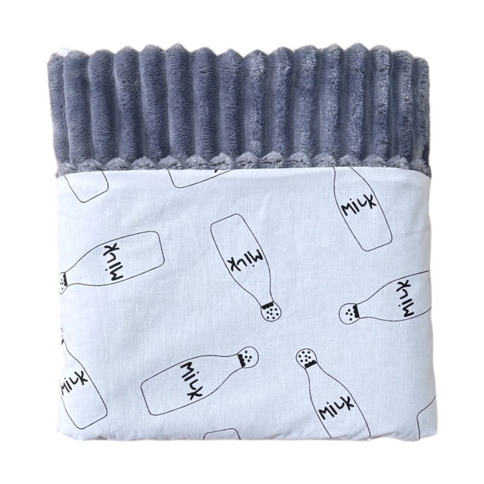 Плед плюш, без утеплення Мілк/ Сірий плюш 100/80