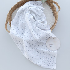 Муслінова пелюшка Зірки дрібні Сірий 90/80