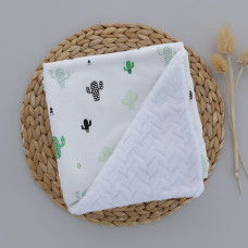 Плед плюш, без утеплення Кактус/ Білий плюш 100/80