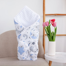 Плед зі з‘ємним утеплювачем та бантом-резинкою Коала Блакитний /Білий плюш 90/80