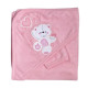 Дитячий рушник з кутиком махровий Ведмедик Love Рожевий 90/85