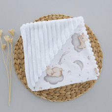 Плед плюш, без утеплення Звірята на хмаринці /Білий плюш 100/80