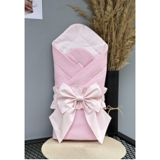 Плед- конверт мусліновий 80/80 з бантом-гумкою Ніжно- Рожевий /Літо