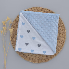 Плед плюш, без утеплення Сердечка Блакитний/ Блакитний плюш пупиришка 100/80