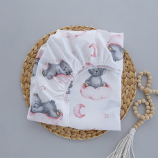 Простинка в ліжко на гумці Ведмедик на хмаринці Рожевий 120/60