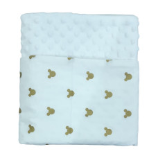 Плед плюш, без утеплення Міккі золото (гліттер)/ Білий плюш пупиришка 100/80