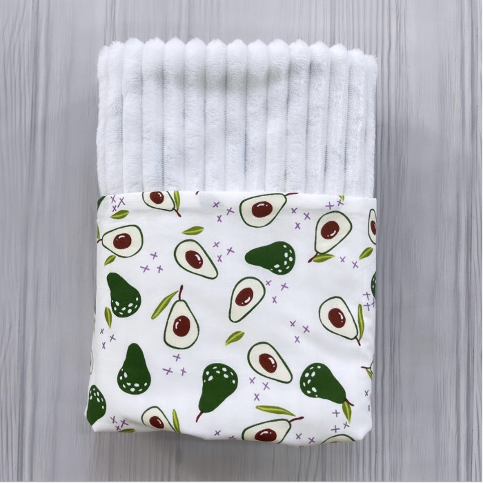 Плед плюш, без утеплення Авокадо/ Білий плюш 100/80