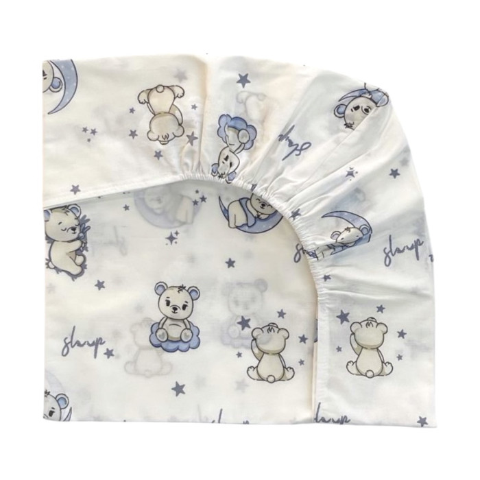 Простинка на гумці в ліжко Ведмедики Місяць Блакитний 120/60