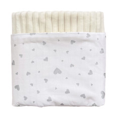 Плед плюш, без утеплення Сердечка Срібний (гліттер) / Молочний плюш 100/80