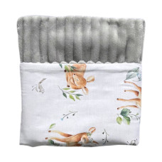 Плед плюш, без утеплення Оленя / Сірий плюш 100/80