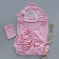 Дитячий рушник з кутиком махровий Princess Рожевий 90/85
