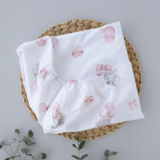 Простинка на гумці в ліжко Ведмедики з кульками Рожевий 120/60