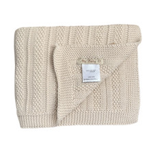 Плед вʼязаний ДЕМІ Песок Смужка 90/80