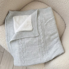 Плед вʼязаний (100% organic cotton) з утепленням Сірий зірки 90/80