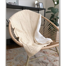 Плед в’язаний (100% cotton pampuk) з утепленням св. Бежевий косичка 90/75