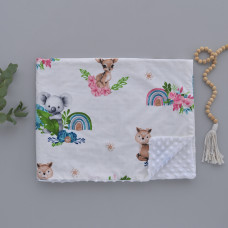 Плед плюш, без утеплення Коала Бірюзовий/ Білий плюш пупиришка 100/80