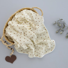 Мусліновий плед жатка 2 шари Сердечка дрібні Коричневий 130/100