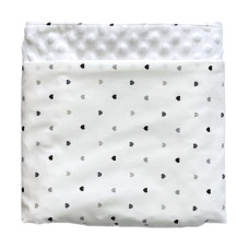 Плед плюш, без утеплення Сердечка Сірий- чорний/ Білий плюш пупиришка 100/80