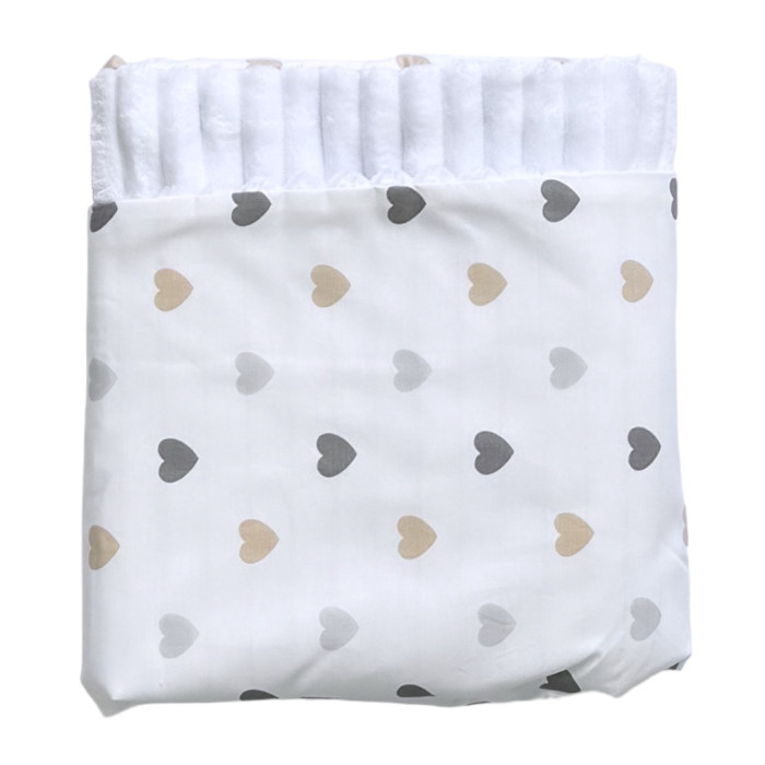 Плед плюш, без утеплення Сердечка Бежевий/ Білий плюш 100/80