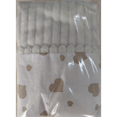 Плед плюш, без утеплення Сердечка Бежеві на Білому / Молочний плюш 100/80