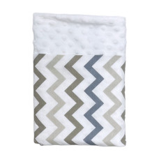 Плед плюш, без утеплення Зігзаг Сірий /Білий плюш пупиришка 100/80