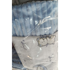 Плед плюш, без утеплення Ведмедик Місяць Блакитний/ Блакитний плюш 100/80